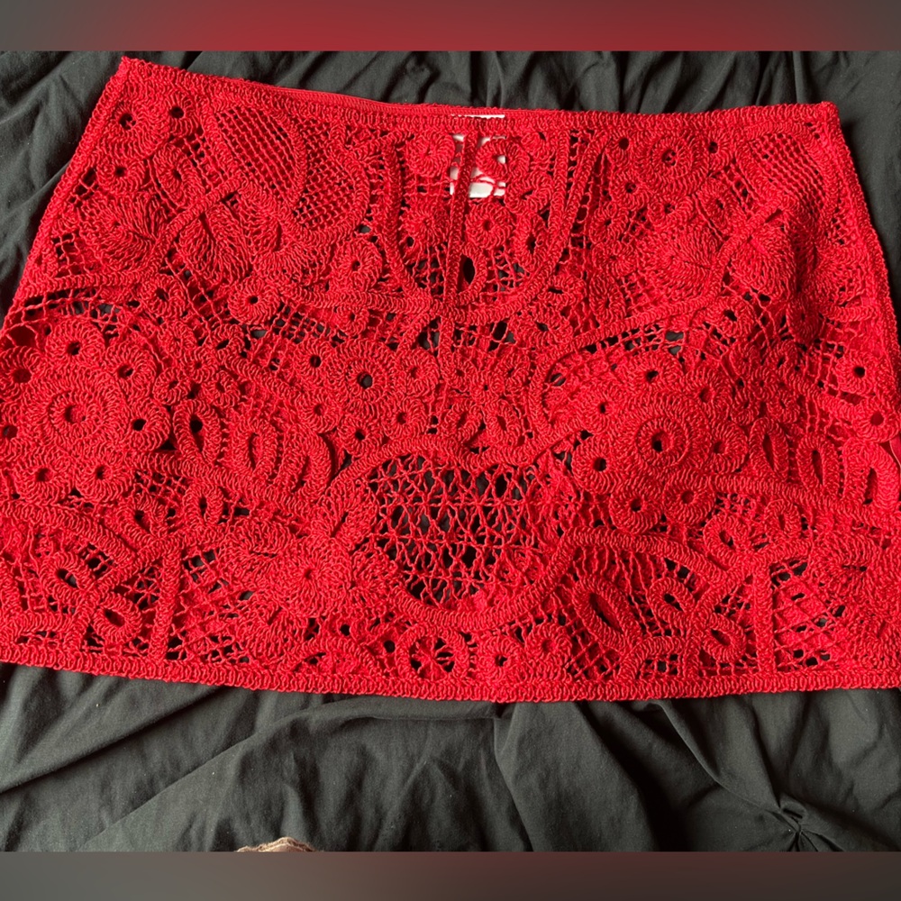 Beautiful Red Lace Mini Skirt